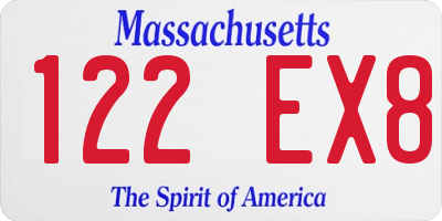 MA license plate 122EX8