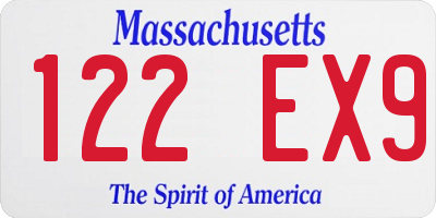 MA license plate 122EX9