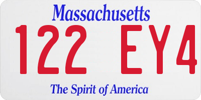 MA license plate 122EY4