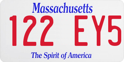 MA license plate 122EY5