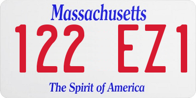 MA license plate 122EZ1