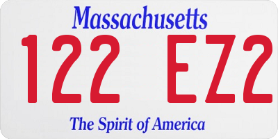 MA license plate 122EZ2