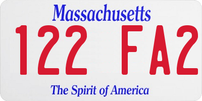 MA license plate 122FA2