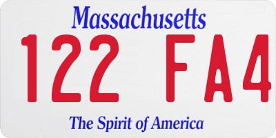 MA license plate 122FA4