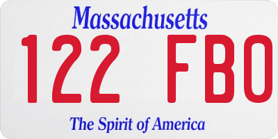 MA license plate 122FB0
