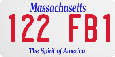 MA license plate 122FB1