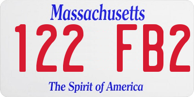 MA license plate 122FB2