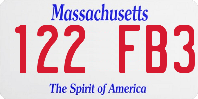 MA license plate 122FB3