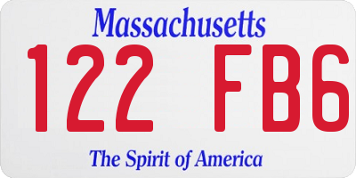 MA license plate 122FB6