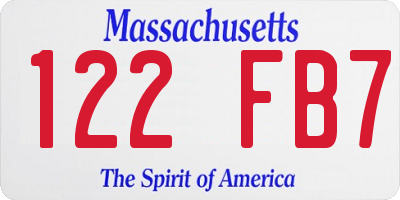 MA license plate 122FB7