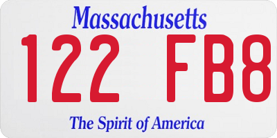 MA license plate 122FB8