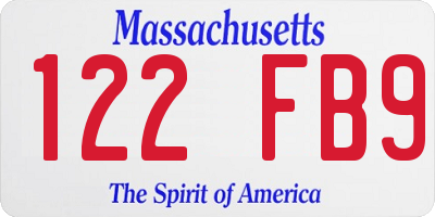 MA license plate 122FB9