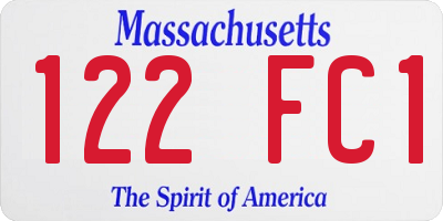 MA license plate 122FC1