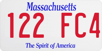MA license plate 122FC4