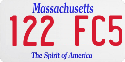 MA license plate 122FC5