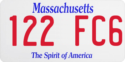 MA license plate 122FC6