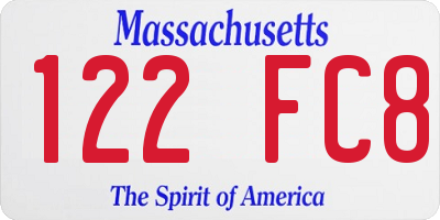 MA license plate 122FC8
