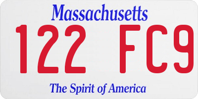 MA license plate 122FC9