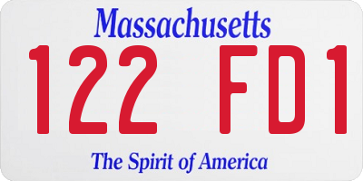 MA license plate 122FD1