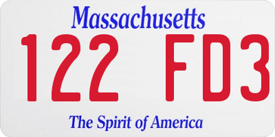 MA license plate 122FD3