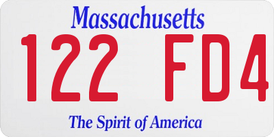 MA license plate 122FD4