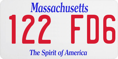 MA license plate 122FD6
