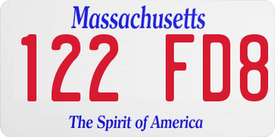 MA license plate 122FD8