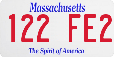 MA license plate 122FE2