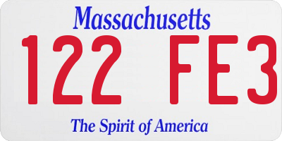MA license plate 122FE3