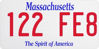 MA license plate 122FE8