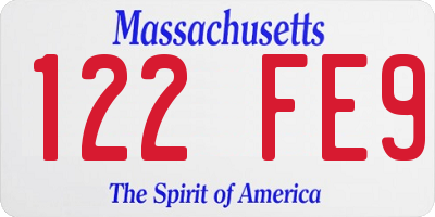 MA license plate 122FE9