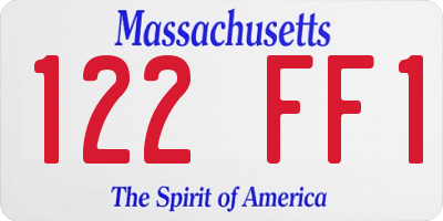MA license plate 122FF1