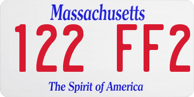 MA license plate 122FF2