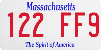 MA license plate 122FF9