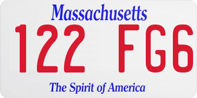MA license plate 122FG6