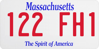 MA license plate 122FH1