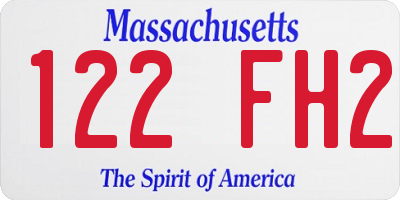 MA license plate 122FH2
