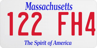 MA license plate 122FH4