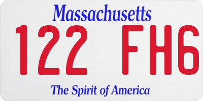 MA license plate 122FH6