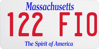 MA license plate 122FI0