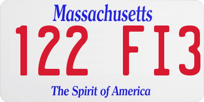 MA license plate 122FI3