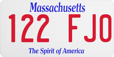 MA license plate 122FJ0