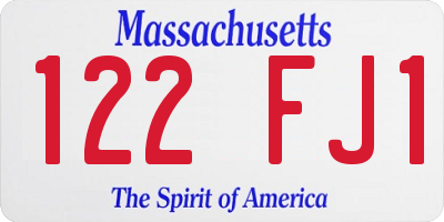 MA license plate 122FJ1