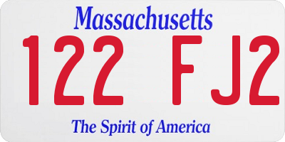 MA license plate 122FJ2