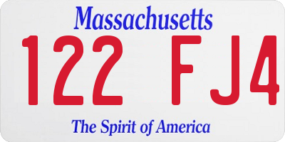 MA license plate 122FJ4