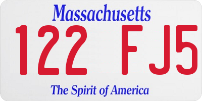 MA license plate 122FJ5