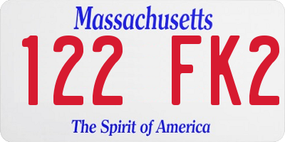 MA license plate 122FK2