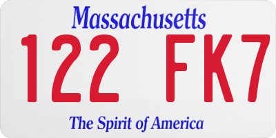 MA license plate 122FK7