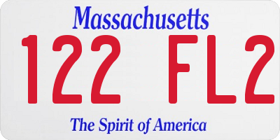MA license plate 122FL2