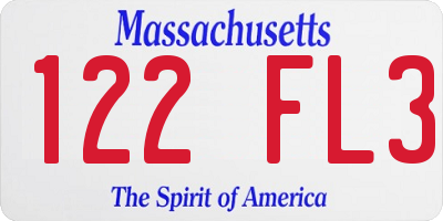 MA license plate 122FL3